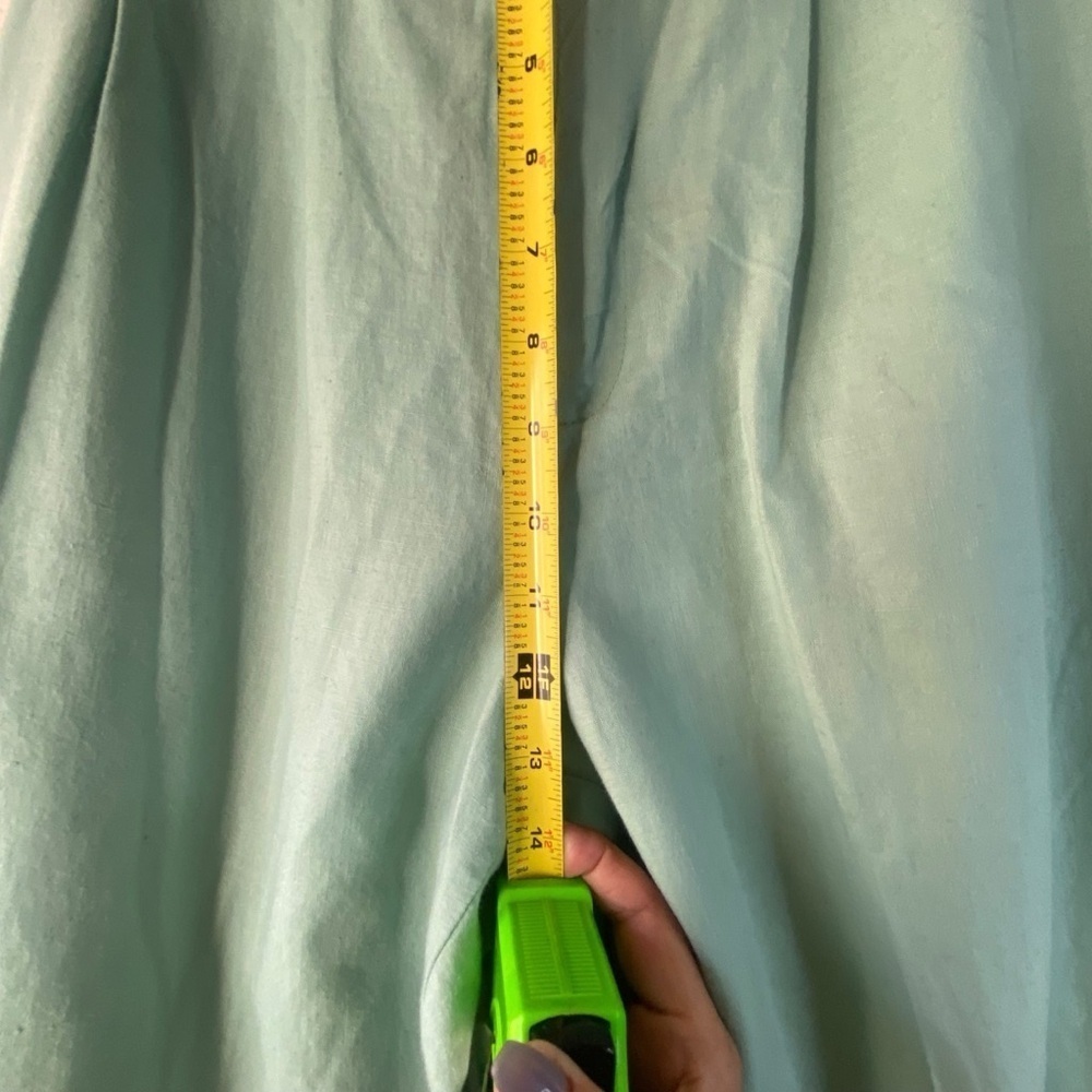 Vintage Contempo Casuals Pleated High Rise Mint Green Linen Cotton Trouser Pants - Picture 5 of 11